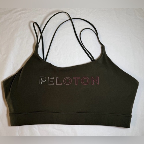 Peloton Speed Up Strappy Sports Bra Size XL Olive Green Front Logo - Picture 4 of 8